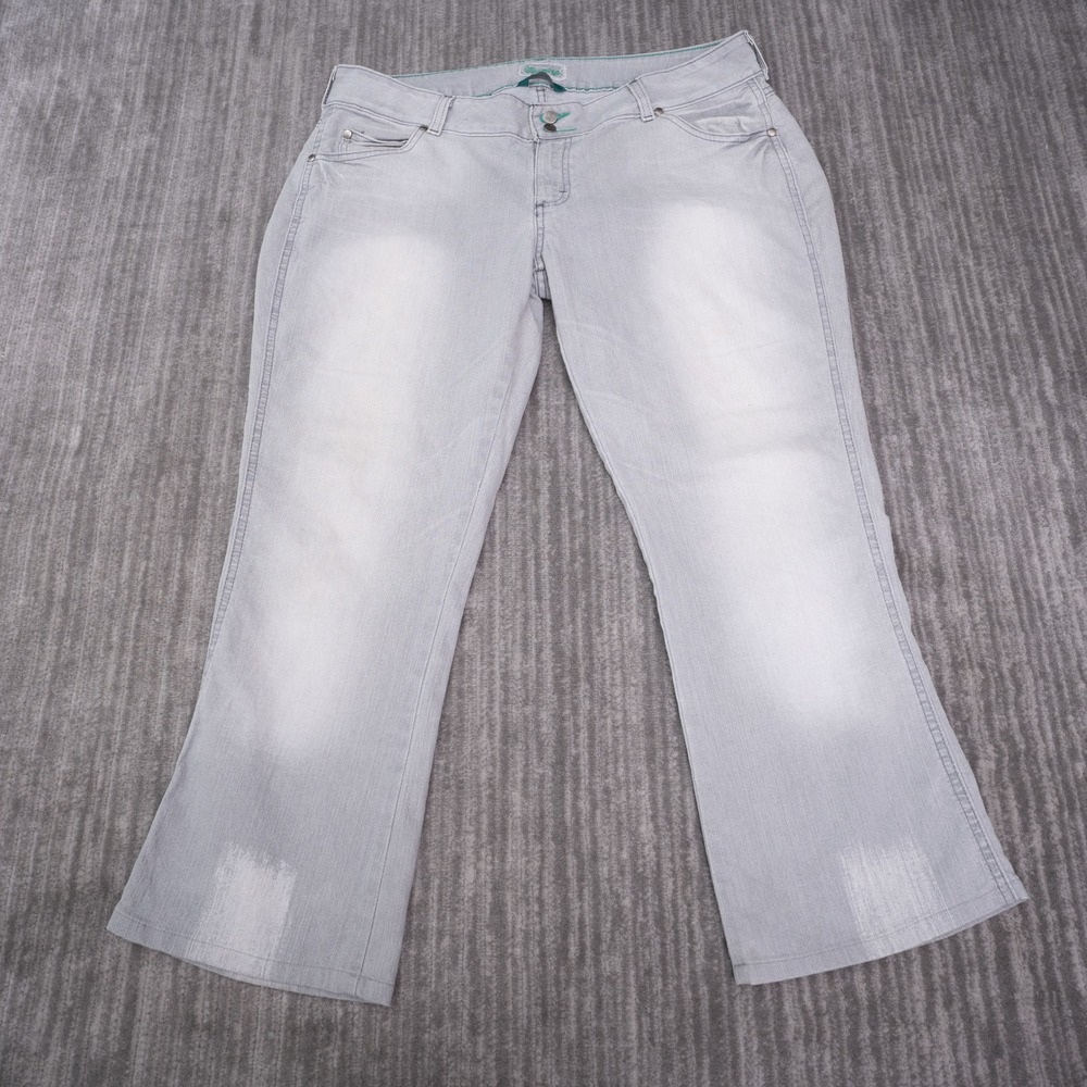 Wrangler Jeans Women 15/16 26.5i Gray Excellent Ultra Low‎ Rise Premium Patch